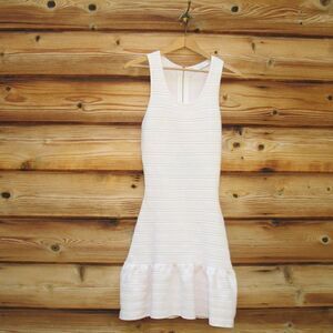 Revolve X Sandro Textured Blush Pink Ruffle Hem Dress